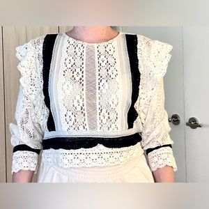 Cottagecore cotton lace crop top  with ruffles. Love Sam